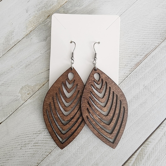 Long Wooden Earrings, Jewelry - Picture 2 of 2